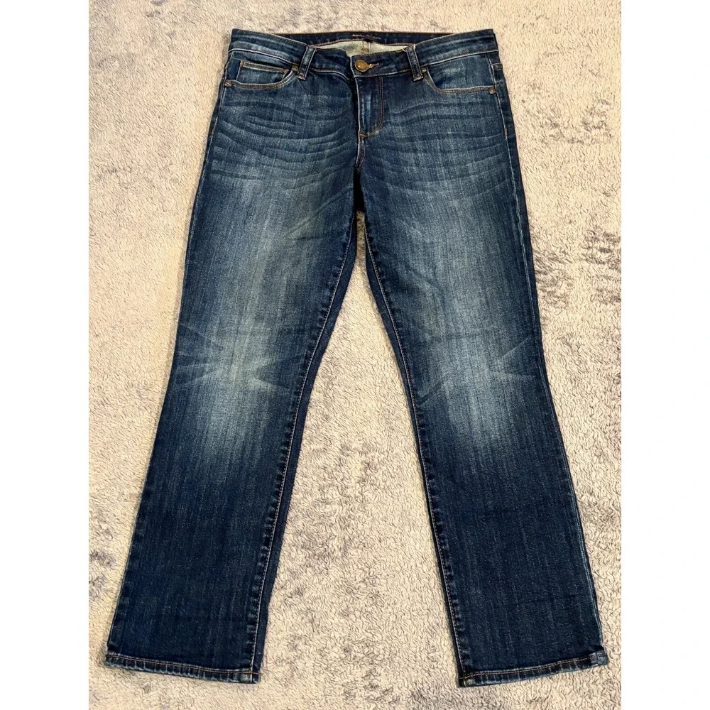 Kut From The Kloth Jeans Women 6 Blue Denim Straight Leg Dark Wash Whisker